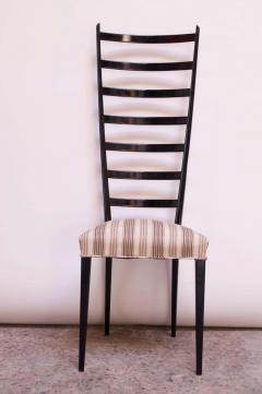 Set of Eight Ebonized Midcentury Italian Modern Tall Ladder Back Dining Chairs - 1555341