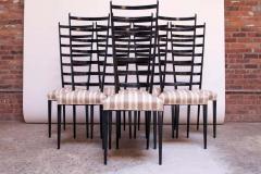 Set of Eight Ebonized Midcentury Italian Modern Tall Ladder Back Dining Chairs - 1555343