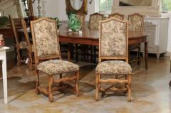 Set of Eight French Louis XIII Style Os de Mouton Dining Chairs with Tapestry - 3424538