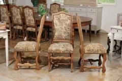 Set of Eight French Louis XIII Style Os de Mouton Dining Chairs with Tapestry - 3424646