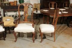 Set of Eight French Rococo Style 19th Century Upholstered Walnut Dining Chairs - 3417234