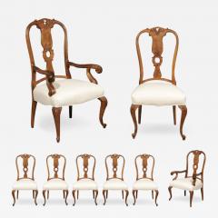 Set of Eight French Rococo Style 19th Century Upholstered Walnut Dining Chairs - 3435354