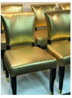 Set of Eight Gold Faux Snakeskin Chairs - 844994