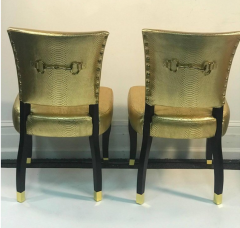 Set of Eight Gold Faux Snakeskin Chairs - 844995
