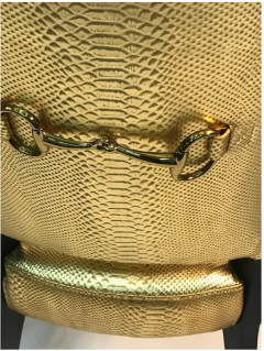 Set of Eight Gold Faux Snakeskin Chairs - 844996