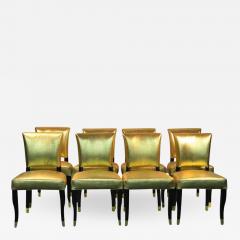 Set of Eight Gold Faux Snakeskin Chairs - 850364