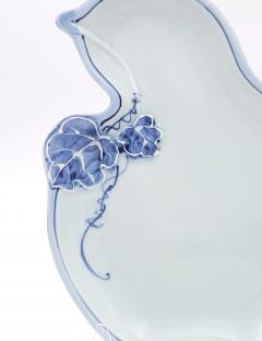 Set of Eight Gourd Shaped Japanese Dishes in Blue and White Vintage - 4400587
