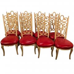 Set of Eight Hollywood Regency Style Louis Pistono Distressed Dining Chairs - 3001257