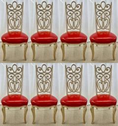 Set of Eight Hollywood Regency Style Louis Pistono Distressed Dining Chairs - 3001258