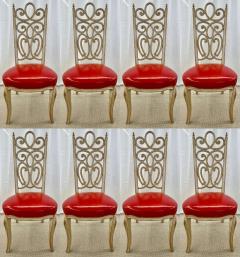 Set of Eight Hollywood Regency Style Louis Pistono Distressed Dining Chairs - 3001258