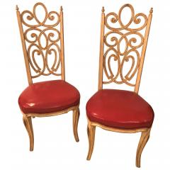 Set of Eight Hollywood Regency Style Louis Pistono Distressed Dining Chairs - 3001259