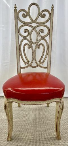 Set of Eight Hollywood Regency Style Louis Pistono Distressed Dining Chairs - 3001265
