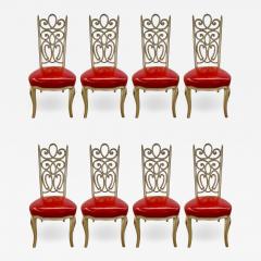 Set of Eight Hollywood Regency Style Louis Pistono Distressed Dining Chairs - 3018444