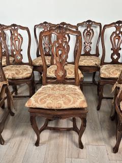 Set of Eight Italian Fruitwood Provincial Dining Chairs circa 1920 - 4719590