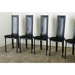 Set of Eight Italian Leather Postmodern Dining Chairs - 3964333