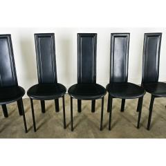 Set of Eight Italian Leather Postmodern Dining Chairs - 3964411