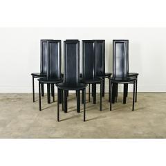 Set of Eight Italian Leather Postmodern Dining Chairs - 3964415