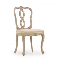 Set of Eight Italian Rococo style Carved and Painted Dining Chairs C 1880  - 4330919
