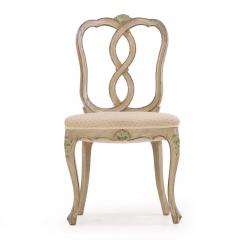 Set of Eight Italian Rococo style Carved and Painted Dining Chairs C 1880  - 4330921