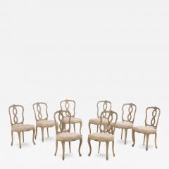 Set of Eight Italian Rococo style Carved and Painted Dining Chairs C 1880  - 4332500