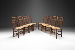 Set of Eight Ladderback Dining Chairs with Rush Seats Europe 20th century - 3377045