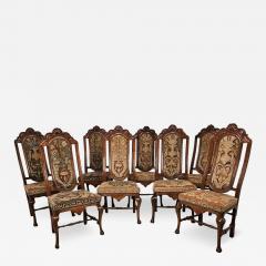 Set of Eight Large Walnut Tapestry Chairs Spain 18th or 19th century - 3263006