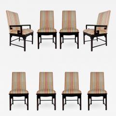 Set of Eight Midcentury Asian Modern Upholstered Chinoiserie Dining Chairs - 2429714