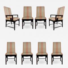 Set of Eight Midcentury Asian Modern Upholstered Chinoiserie Dining Chairs - 2510575