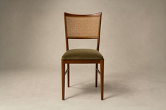 Set of Eight Modern Dining Chairs in Cavi na Cane Olive Mohair 1960s - 4739841