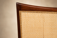 Set of Eight Modern Dining Chairs in Cavi na Cane Olive Mohair 1960s - 4739844