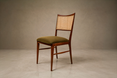 Set of Eight Modern Dining Chairs in Cavi na Cane Olive Mohair 1960s - 4739846