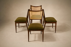 Set of Eight Modern Dining Chairs in Cavi na Cane Olive Mohair 1960s - 4739848