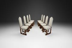 Set of Eight Oak Dining Chairs in Light Upholstery Europe 20th Century - 4174329