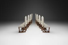 Set of Eight Oak Dining Chairs in Light Upholstery Europe 20th Century - 4174330