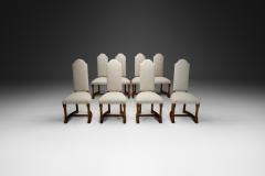 Set of Eight Oak Dining Chairs in Light Upholstery Europe 20th Century - 4174331