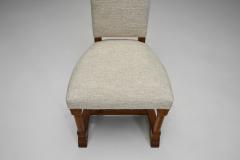 Set of Eight Oak Dining Chairs in Light Upholstery Europe 20th Century - 4174334