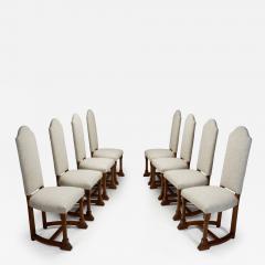 Set of Eight Oak Dining Chairs in Light Upholstery Europe 20th Century - 4176851