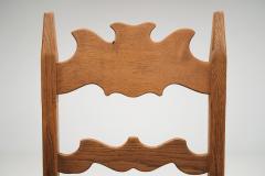 Set of Eight Oak Dining Chairs with Green Mohair Upholstery Europe 1960s - 4638317