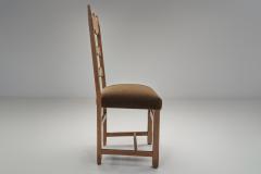 Set of Eight Oak Dining Chairs with Green Mohair Upholstery Europe 1960s - 4638322