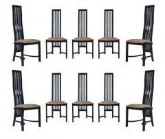 Set of Eight Postmodern High Back Spindle Dining Chairs from Spain in Black - 1958536