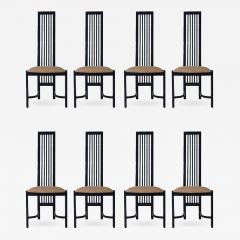 Set of Eight Postmodern High Back Spindle Dining Chairs from Spain in Black - 1960357