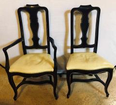 Set of Eight Queen Anne Style Ebonized and Gilt Decorated Dining Chairs - 1248935