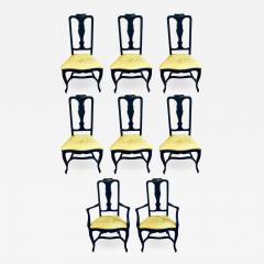 Set of Eight Queen Anne Style Ebonized and Gilt Decorated Dining Chairs - 1250924