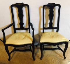 Set of Eight Queen Anne Style Ebonized and Gilt Decorated Dining Chairs - 2980538