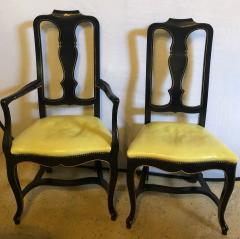 Set of Eight Queen Anne Style Ebonized and Gilt Decorated Dining Chairs - 2980539