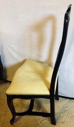 Set of Eight Queen Anne Style Ebonized and Gilt Decorated Dining Chairs - 2980542