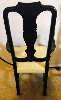 Set of Eight Queen Anne Style Ebonized and Gilt Decorated Dining Chairs - 2980544