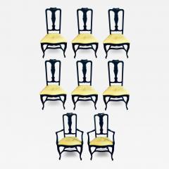 Set of Eight Queen Anne Style Ebonized and Gilt Decorated Dining Chairs - 2988409