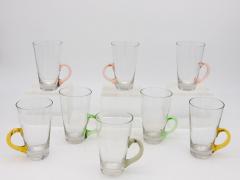 Set of Eight Vintage Hot Toddy Glasses with Colorful Handles - 3415824