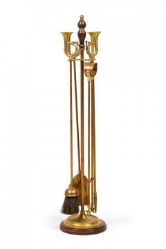 Set of English Country Style Hunting Horn Finial Brass Fire Tools - 4668319